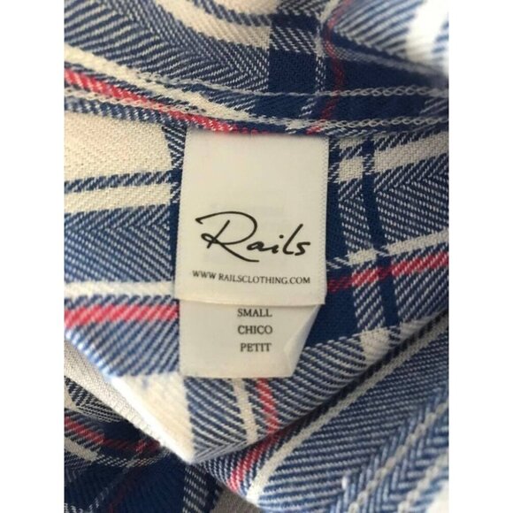 RAILS Long Sleeve Shirt Size Small Button Up Hunter White Blue Raspberry Plaid - Picture 7 of 8